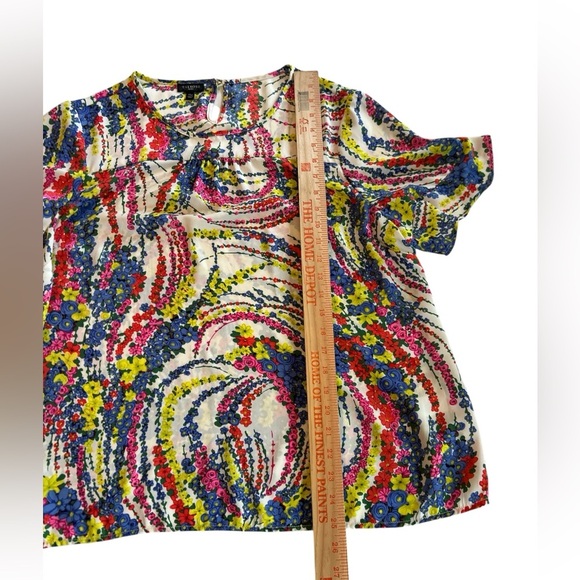 Talbots Ruffle Sleeve Swirling Floral Blouse Colorful Lightweight Women’s Sz XLP - Picture 7 of 8